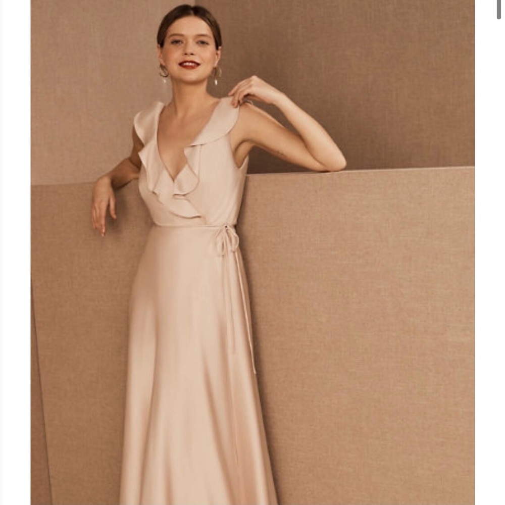 BHLDN Tansy Satin Charmeuse Dress Oyster